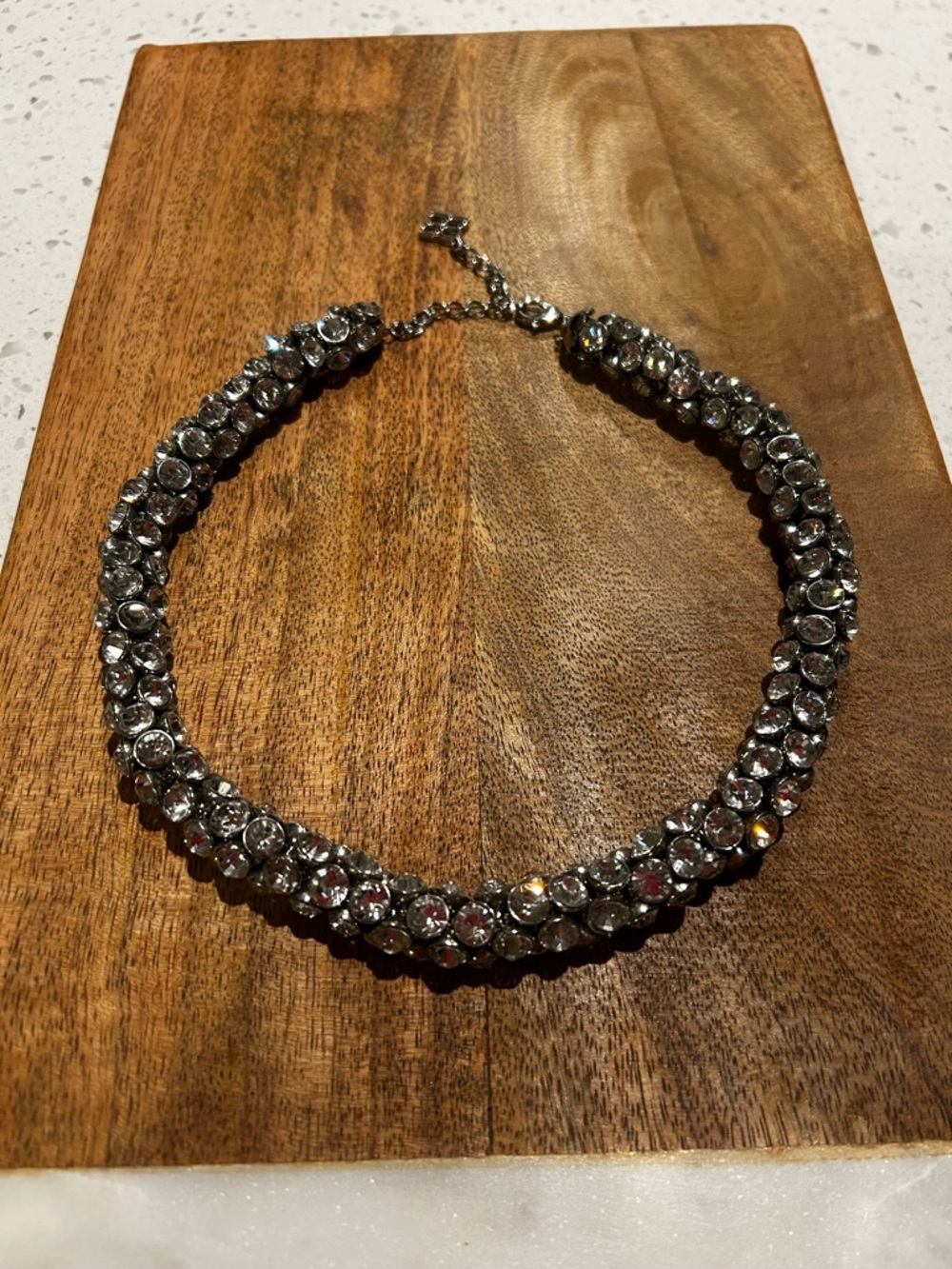 Sparkling Clear Crystal Choker Necklace - Silver Tone
